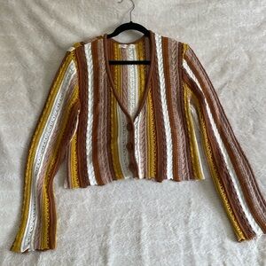 Striped Cropped Cardigan ☀️ Size L